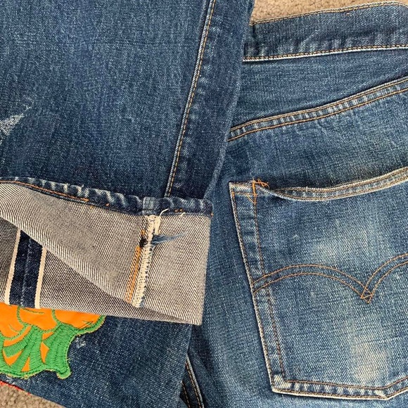 70s 1970s Selvedge Redline Original Patchwork Levi’s 501 Custom Denim Jeans - Picture 7 of 8